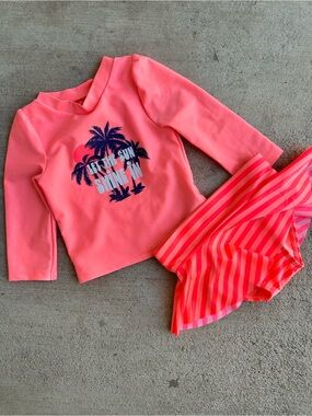 Pink Neon Rash Guard Swim Set